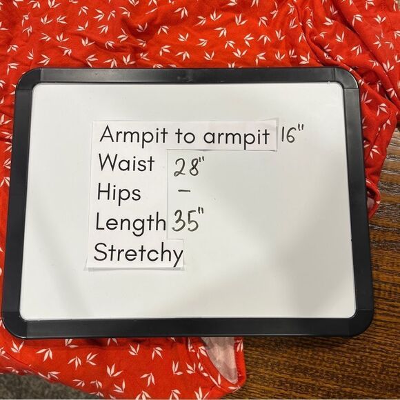 Red leaf fake Wrap short sleeve Dress size medium - Picture 8 of 12